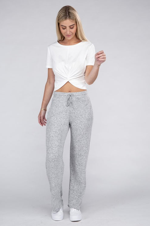 Soft Terry Lounge Pants with Elastic Drawstring Waist