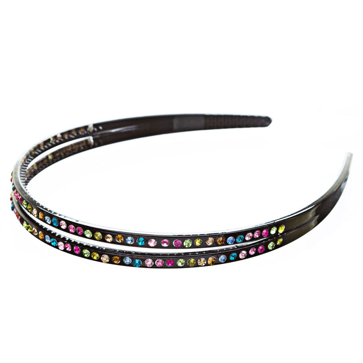 Fashion Sparkle Crystal Rhinestone Double Row Design Teeth Headband - Accessoriesforever