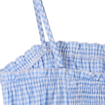 Cute Casual Stylish Gingham Pattern Sleeveless Fashion Top