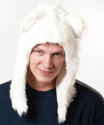 Faux Fur Plush 3D Half Animal Hood Hat Ear Flaps - Accessoriesforever
