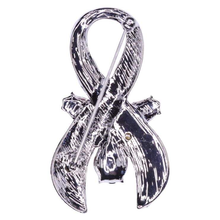 Elegance Silver Tone Breast Cancer Awareness Pink Ribbon Brooch Pin BH213 Pink - Accessoriesforever