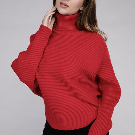 Sleek Comfortable Elegant Viscose Dolman Sleeve Turtleneck Sweater