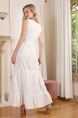 Beautiful Embroidered Ruffled Tiered V-Neck Fashion Dress