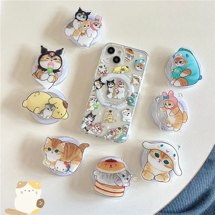 Cute Fun Mofusand Sanrio Character Cat Wireless Charging MagSafe Holder Phone Case Cover for iPhone