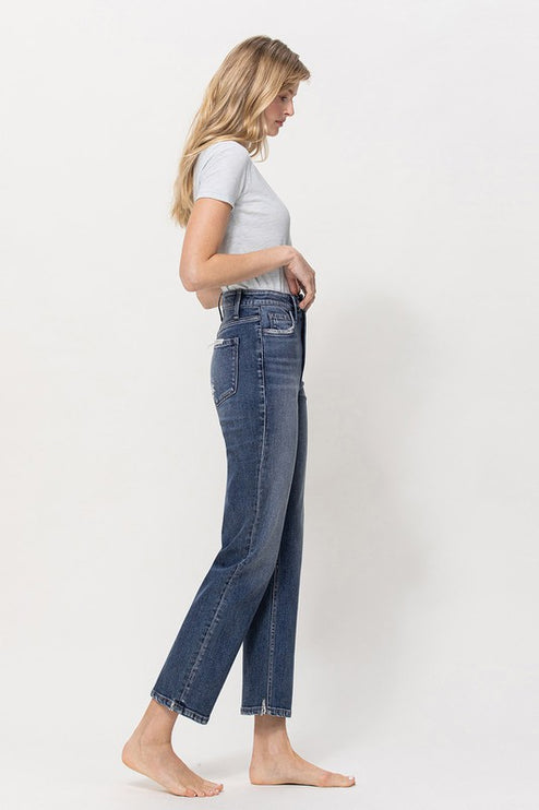 Distressed High Rise Stretch Ankle Straight - Accessoriesforever
