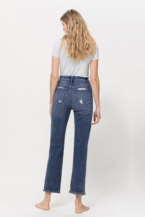 Distressed High Rise Stretch Ankle Straight - Accessoriesforever
