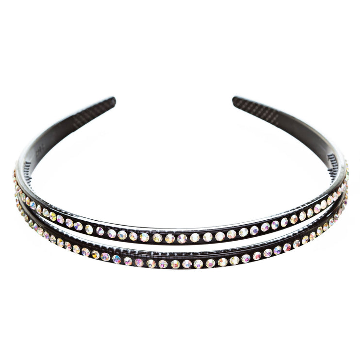 Fashion Sparkle Crystal Rhinestone Double Row Design Teeth Headband - Accessoriesforever