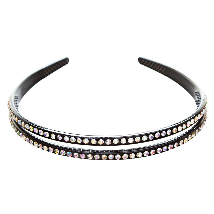 Fashion Sparkle Crystal Rhinestone Double Row Design Teeth Headband