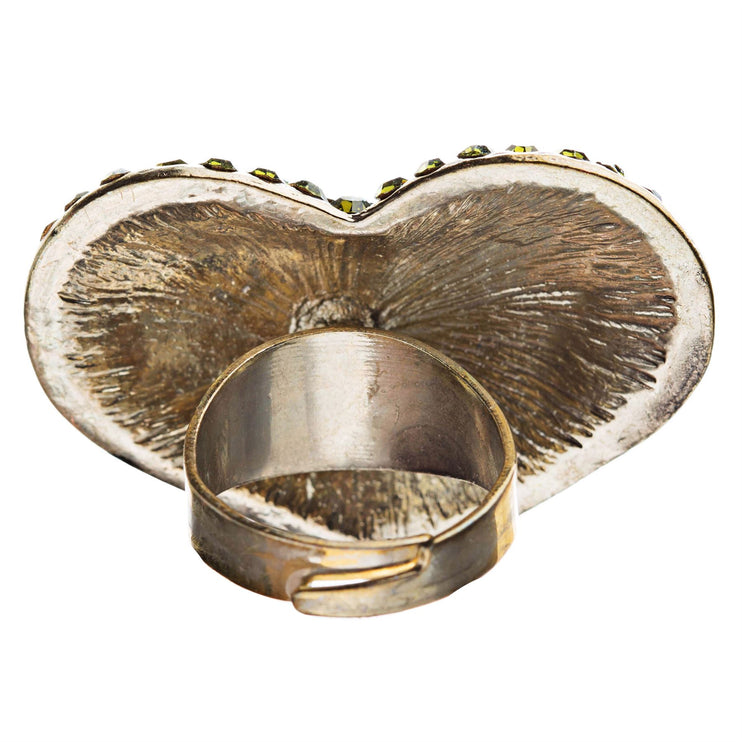 Crystal Pave Beautiful Heart Valentine's Day Stretch Adjustable Ring - Accessoriesforever