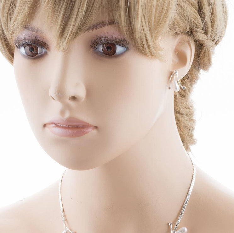 Elegant Pearl Drop Crystal Bridal Prom Wedding Earrings