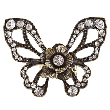 Flower Accented Butterfly Stretch Ring - Accessoriesforever