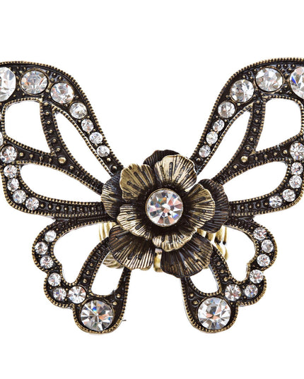 Flower Accented Butterfly Stretch Ring