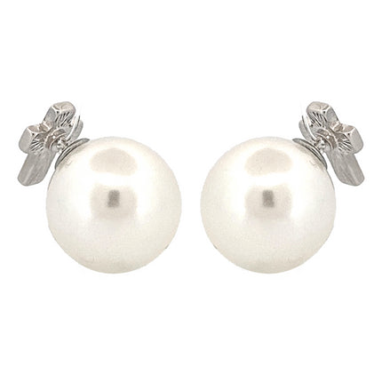 Classic Cross Charm Pearl Double-Sided Design Fashion Stud Earrings