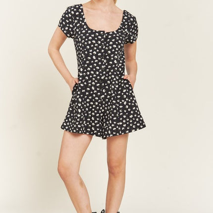 Playful Chic Floral Button Down Romper
