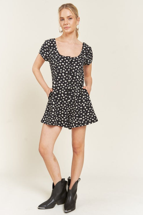 Playful Chic Floral Button Down Romper - Accessoriesforever
