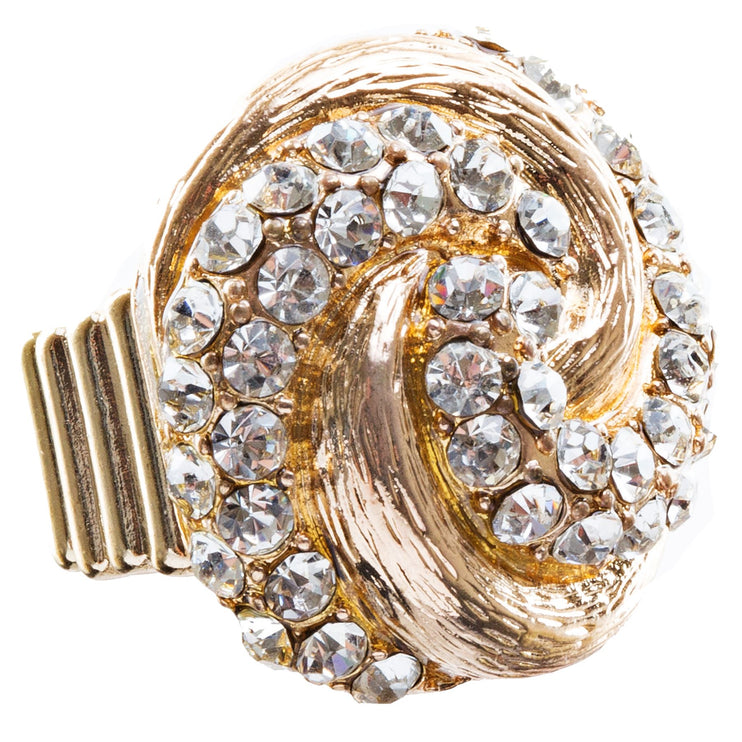 Bridal Wedding Jewelry Crystal Rhinestone Beautiful Spiral Pattern Stretch Ring - Accessoriesforever