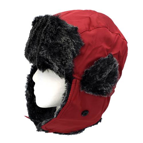 Black Faux Fur Trooper Aviator Trapper Cold Weather Winter Ski Cap Hat