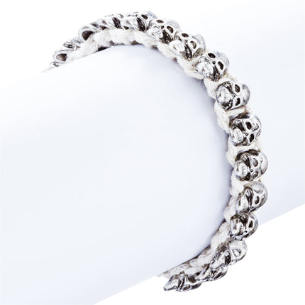 Halloween Costume Jewelry Skull Charms Braided Adjustable Bracelet