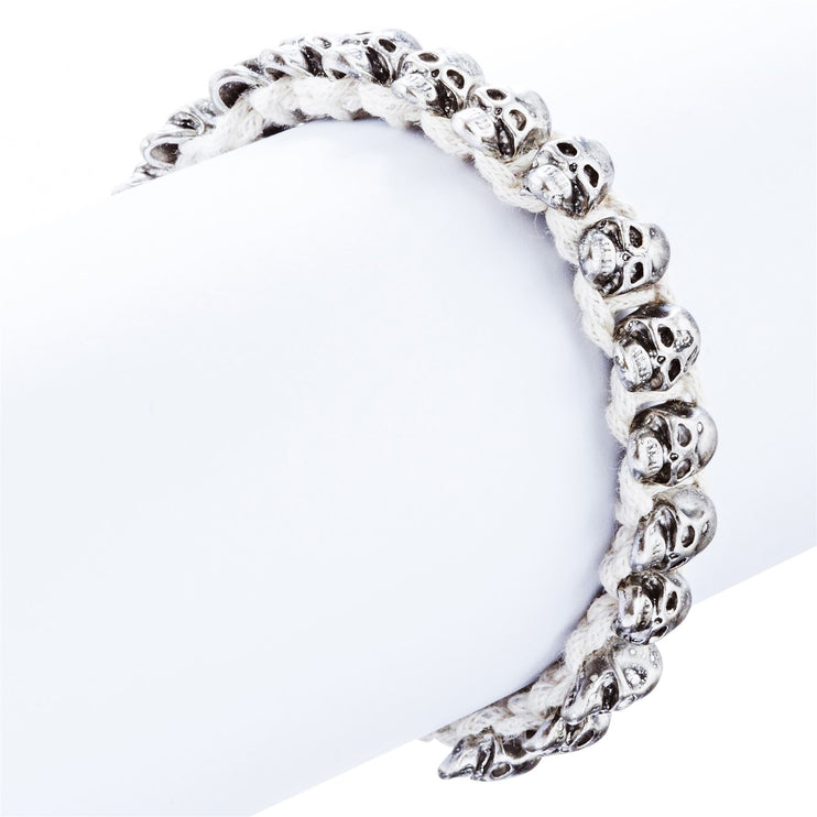 Halloween Costume Jewelry Skull Charms Braided Adjustable Bracelet - Accessoriesforever