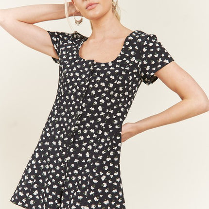 Playful Chic Floral Button Down Romper