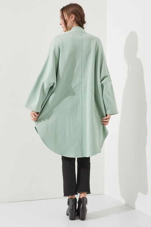 Oversized Brushed Knit Sweater Cardigan with Front Pocket
