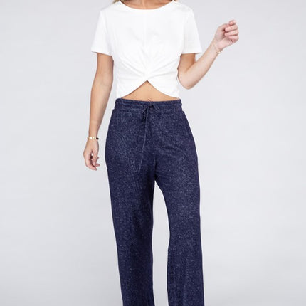 Soft Terry Lounge Pants with Elastic Drawstring Waist