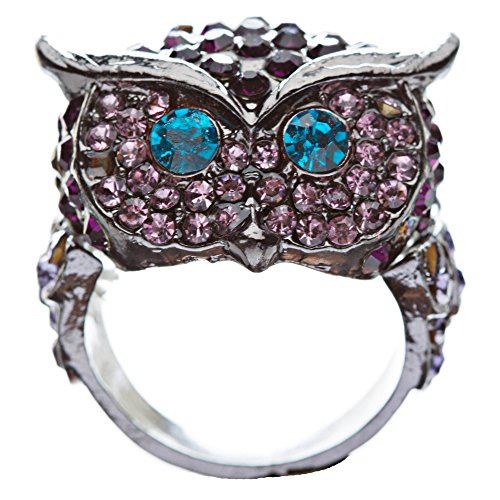 Owl Animal 3D Crystal Rhinestone Stretch Ring