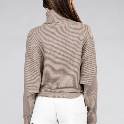 Sleek Comfortable Elegant Viscose Dolman Sleeve Turtleneck Sweater