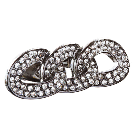 Chain Trio Link Crystal Pave Stretch Ring - Accessoriesforever