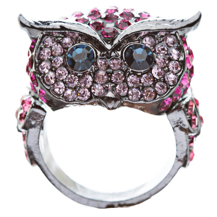 Owl Animal 3D Crystal Rhinestone Stretch Ring - Accessoriesforever