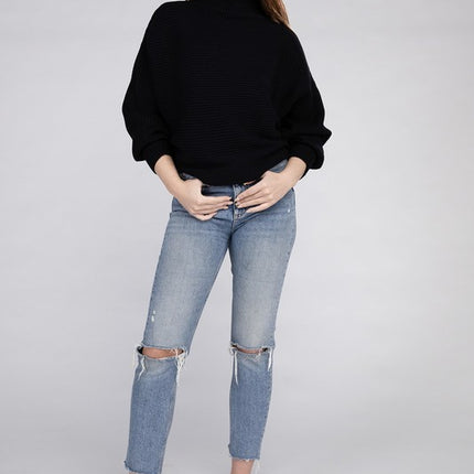 Sleek Comfortable Elegant Viscose Dolman Sleeve Turtleneck Sweater
