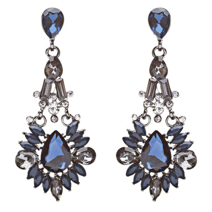 Bridal Wedding Jewelry Crystal Rhinestone Intriguing Fashion Earrings E726 Blue - Accessoriesforever