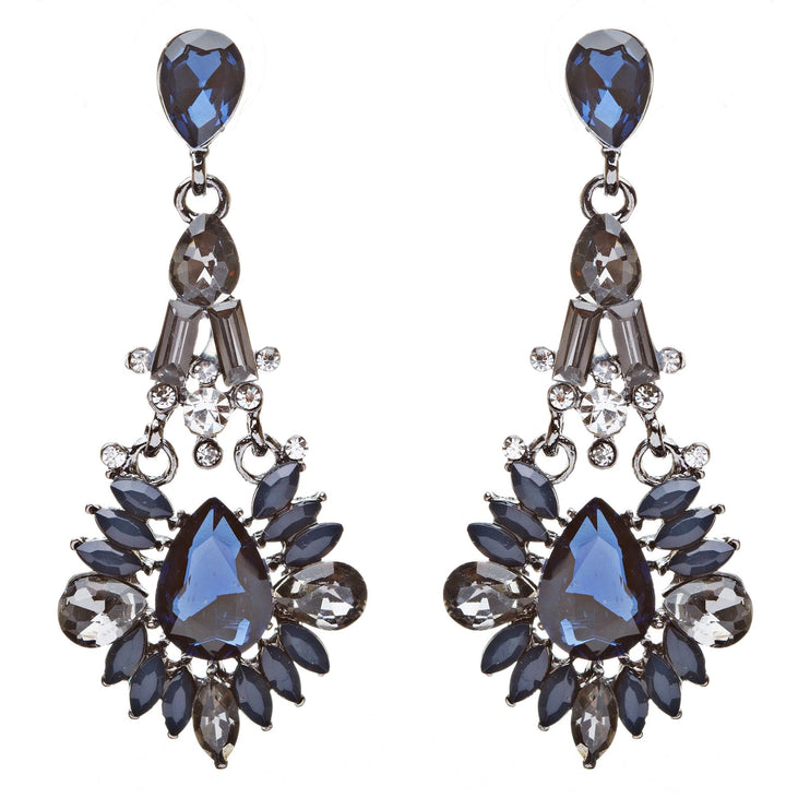 Bridal Wedding Jewelry Crystal Rhinestone Intriguing Fashion Earrings E726 Blue - Accessoriesforever