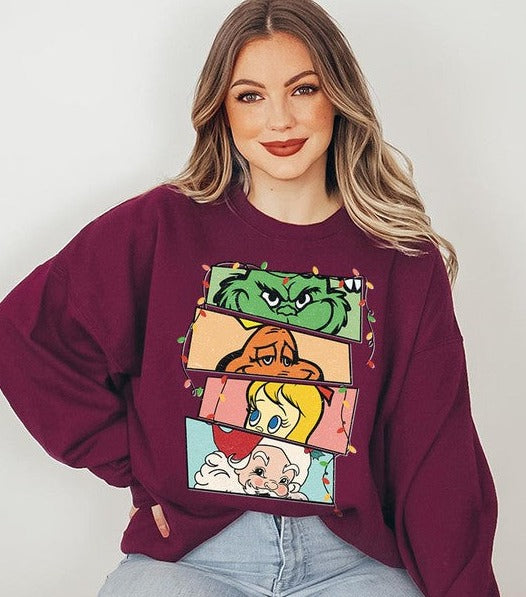 Merry Grinchmas Christmas Holiday Unisex Long Sleeve Graphic Sweatshirt - Accessoriesforever