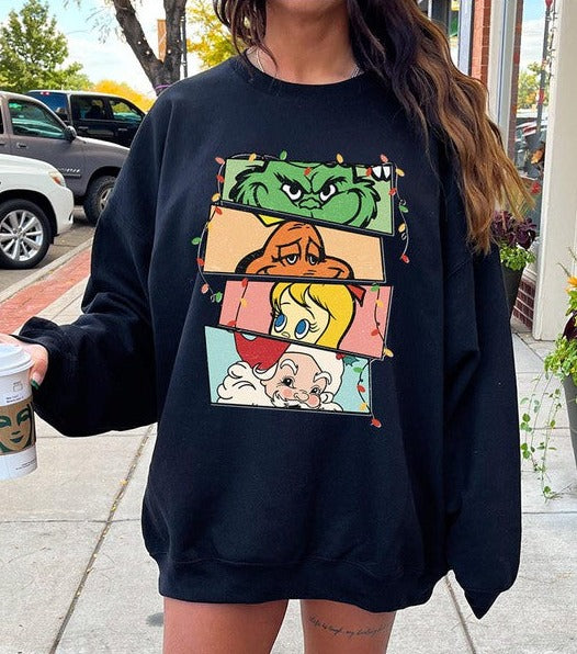 Merry Grinchmas Christmas Holiday Unisex Long Sleeve Graphic Sweatshirt - Accessoriesforever