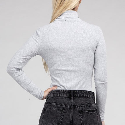Long-Sleeve Turtleneck Bodysuit with Snap Closure