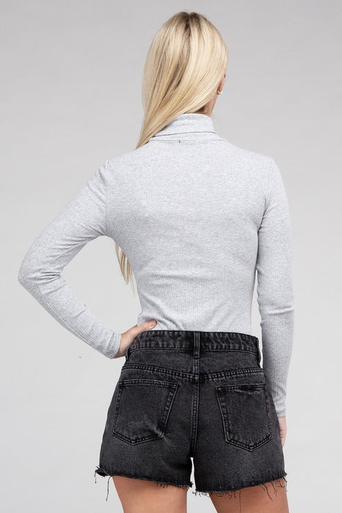 Long-Sleeve Turtleneck Bodysuit with Snap Closure