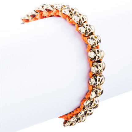Halloween Costume Jewelry Skull Charms Braided Adjustable Bracelet