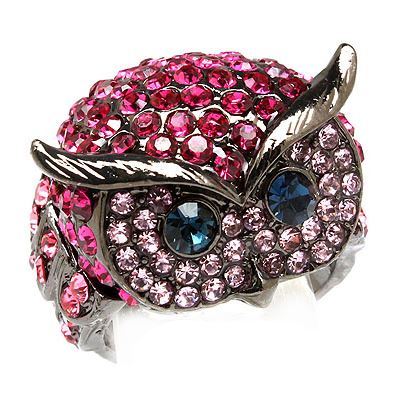 Owl Animal 3D Crystal Rhinestone Stretch Ring - Accessoriesforever