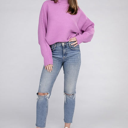 Sleek Comfortable Elegant Viscose Dolman Sleeve Turtleneck Sweater