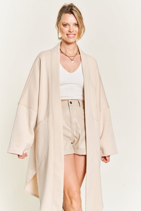 Oversized Brushed Knit Sweater Cardigan with Front Pocket