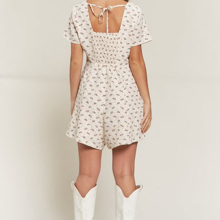 Casual Chic Charming Floral Print Button Down Romper