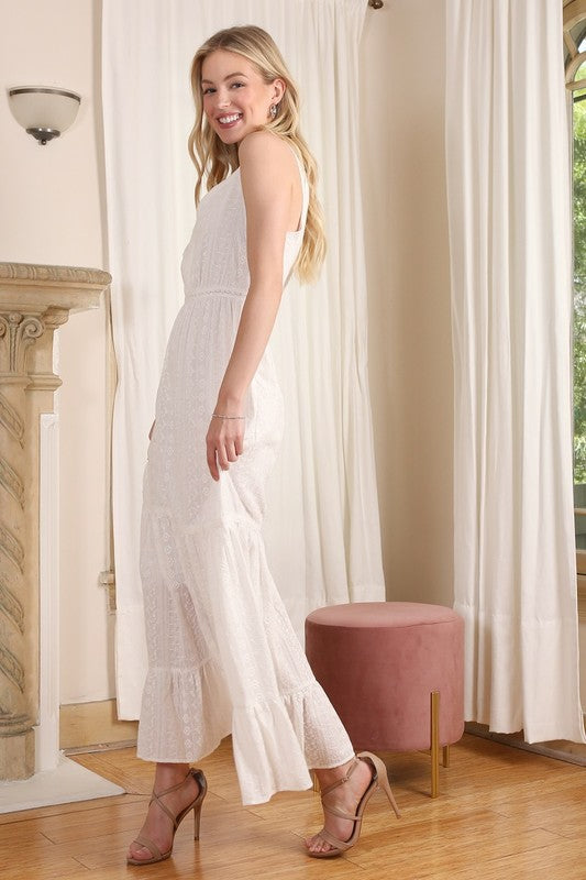 Beautiful Embroidered Ruffled Tiered V-Neck Fashion Dress