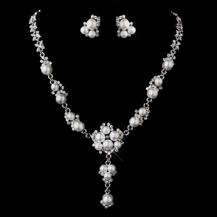 Bridal Wedding Jewelry Set Rhinestone Pearl Chic Y Drop - Accessoriesforever