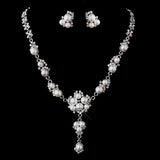 Bridal Wedding Jewelry Set Rhinestone Pearl Chic Y Drop