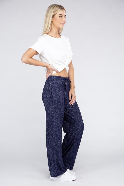 Soft Terry Lounge Pants with Elastic Drawstring Waist