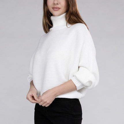 Sleek Comfortable Elegant Viscose Dolman Sleeve Turtleneck Sweater