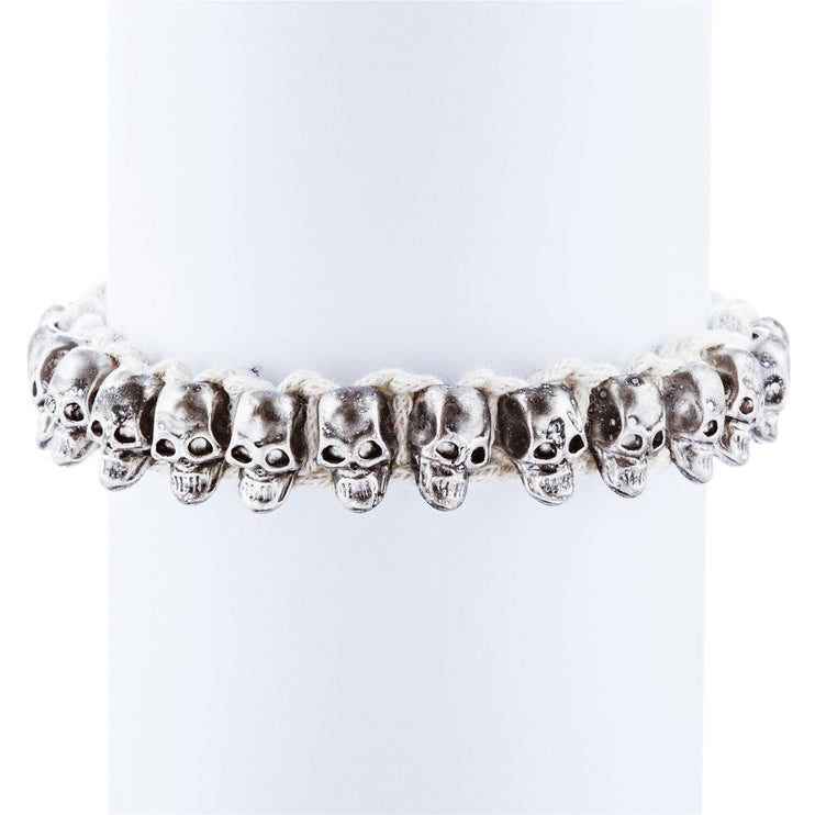 Halloween Costume Jewelry Skull Charms Braided Adjustable Bracelet - Accessoriesforever