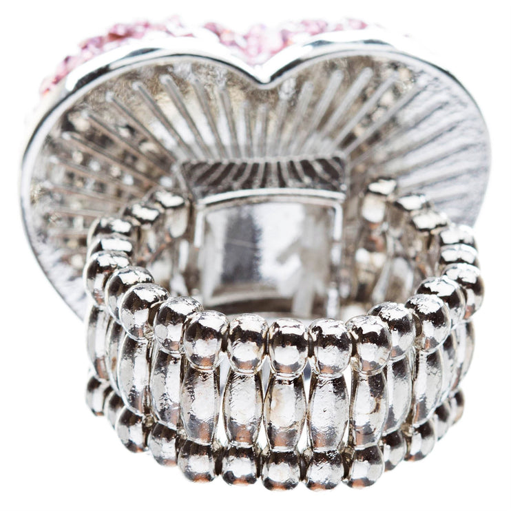Bubbly Crystal Rhinestone Heart Valentine's Day Stretch Adjustable Ring - Accessoriesforever