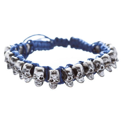 Halloween Costume Jewelry Skull Charms Braided Adjustable Bracelet